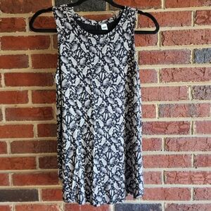 Old Navy Luxe Tiger Palm Print  Swing Tank Top Small Stretch Black